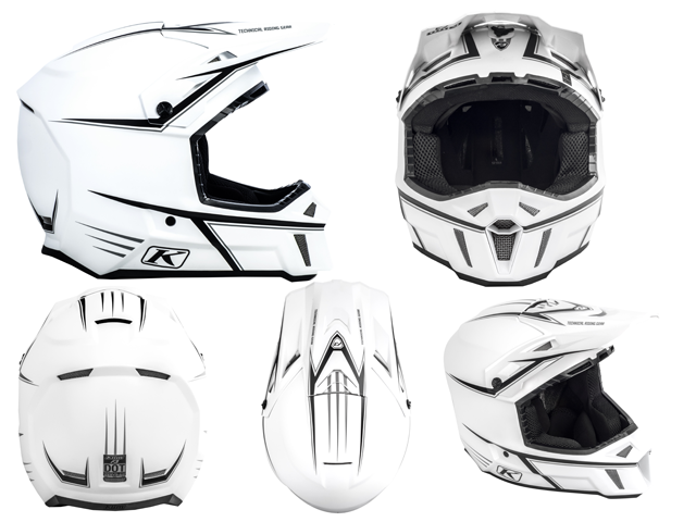 KLIM F3 ECE HELMET - WHITE BLACK PINSTRIPES